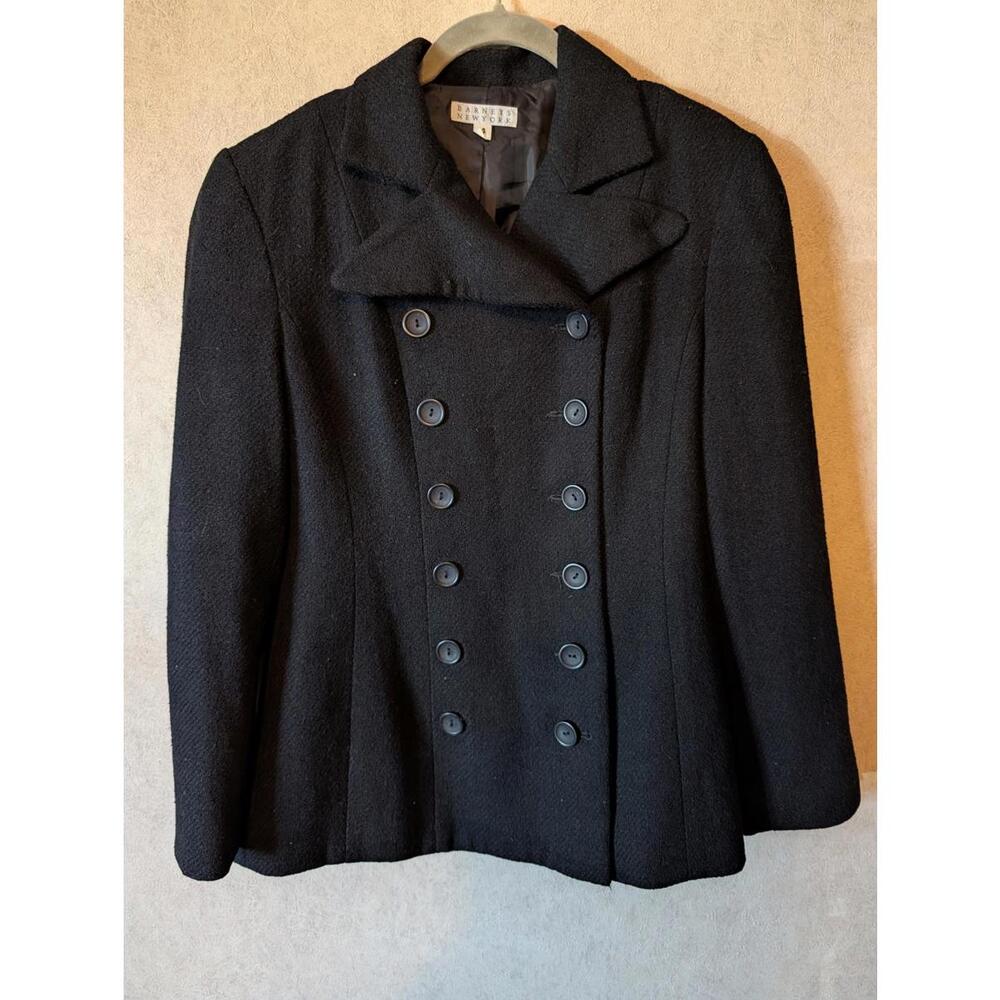 BARNEYS NEW YORK black silk wool double breasted jacket sz 4